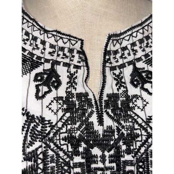 Calessa Women’s Embroidered Patchwork Split V-Neck 3/4 Bell Sleeve Tunic size M - Picture 4 of 10